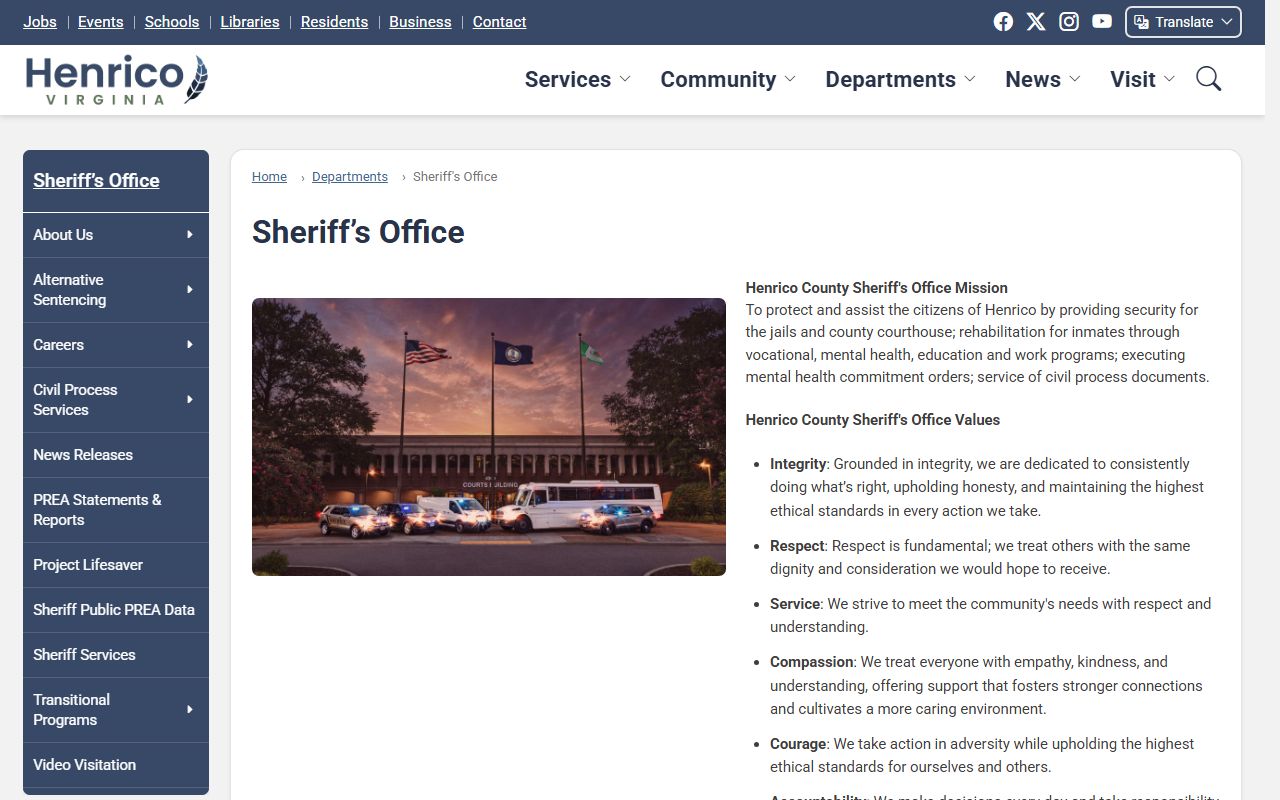 Henrico County Sheriff's Office criminal records