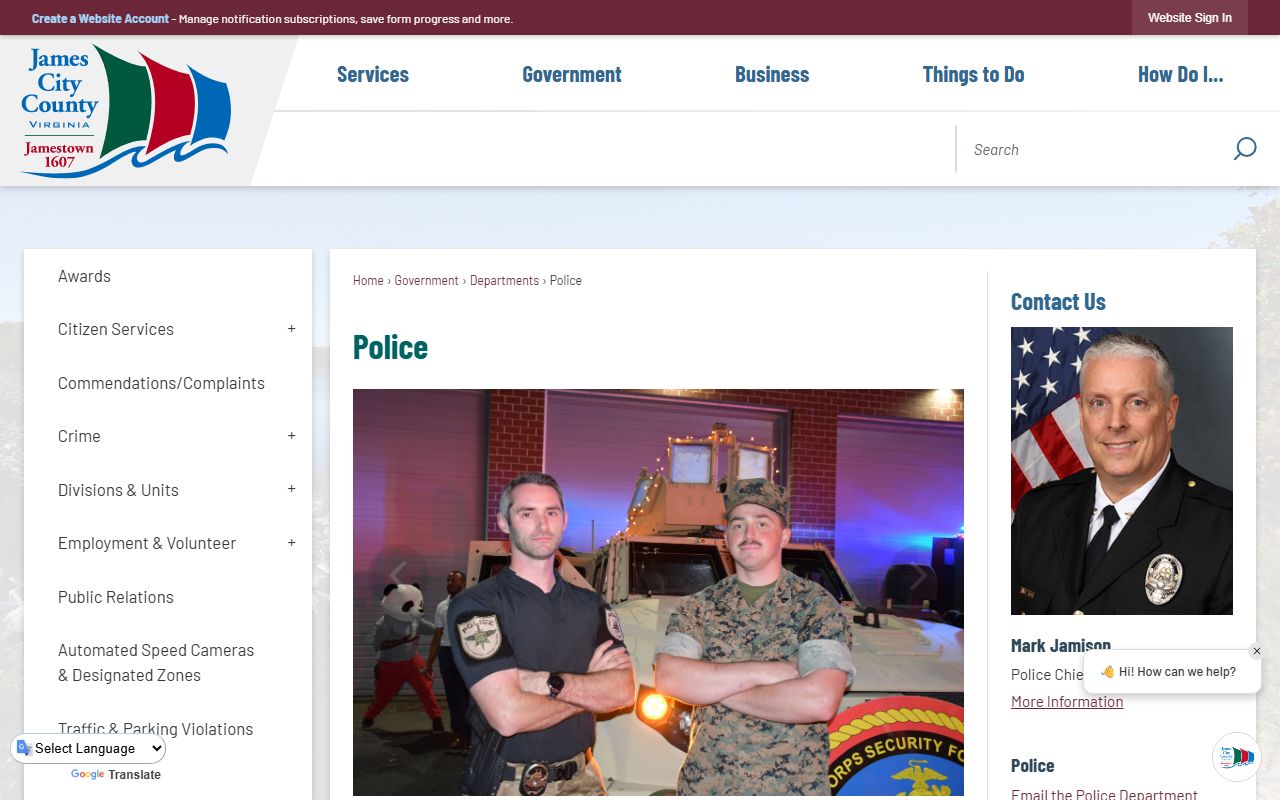 James City County Police Department criminal records