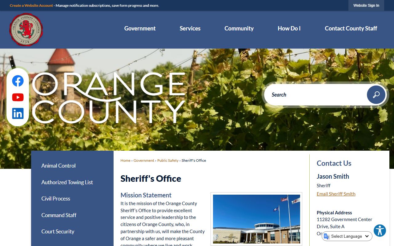 Orange County Virginia Sheriff's Office criminal records arrest records Orange