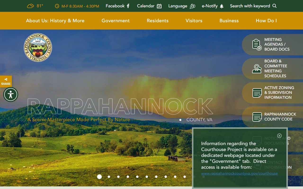 Rappahannock County government website for criminal records
